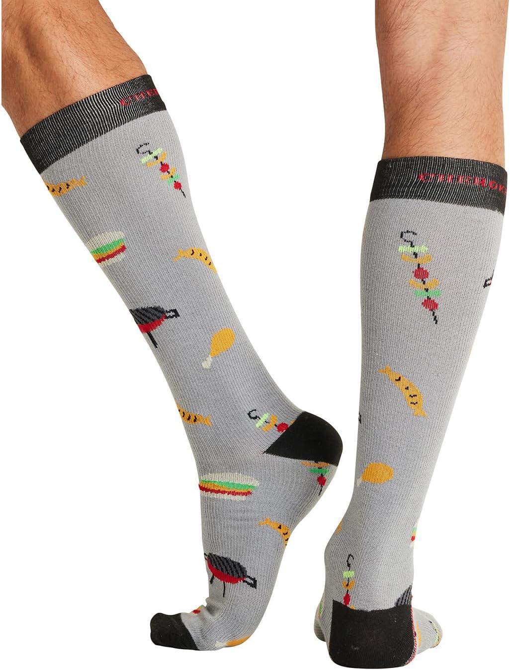 imageCherokee Mens Compression Socks 1015 mmHg Knee High Colorful Print Lightweight 1 Pair Pack MPRINTSUPPORTBbq All Day