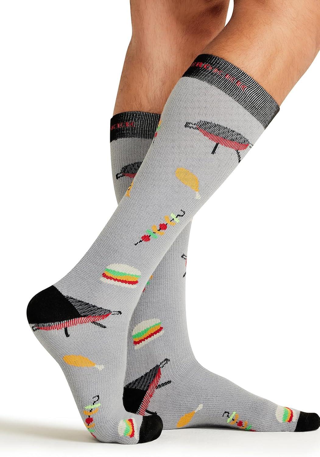 imageCherokee Mens Compression Socks 1015 mmHg Knee High Colorful Print Lightweight 1 Pair Pack MPRINTSUPPORTBbq All Day