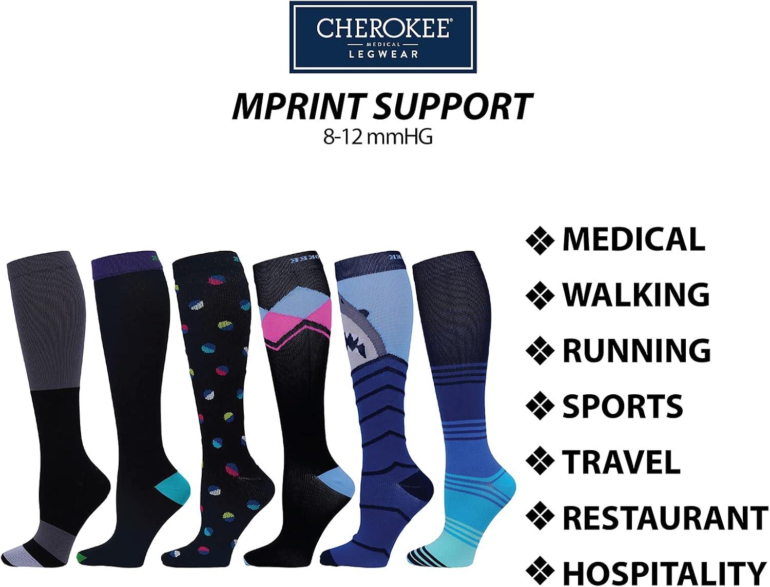 imageCherokee Mens Compression Socks 1015 mmHg Knee High Colorful Print Lightweight 1 Pair Pack MPRINTSUPPORTCamo Craze