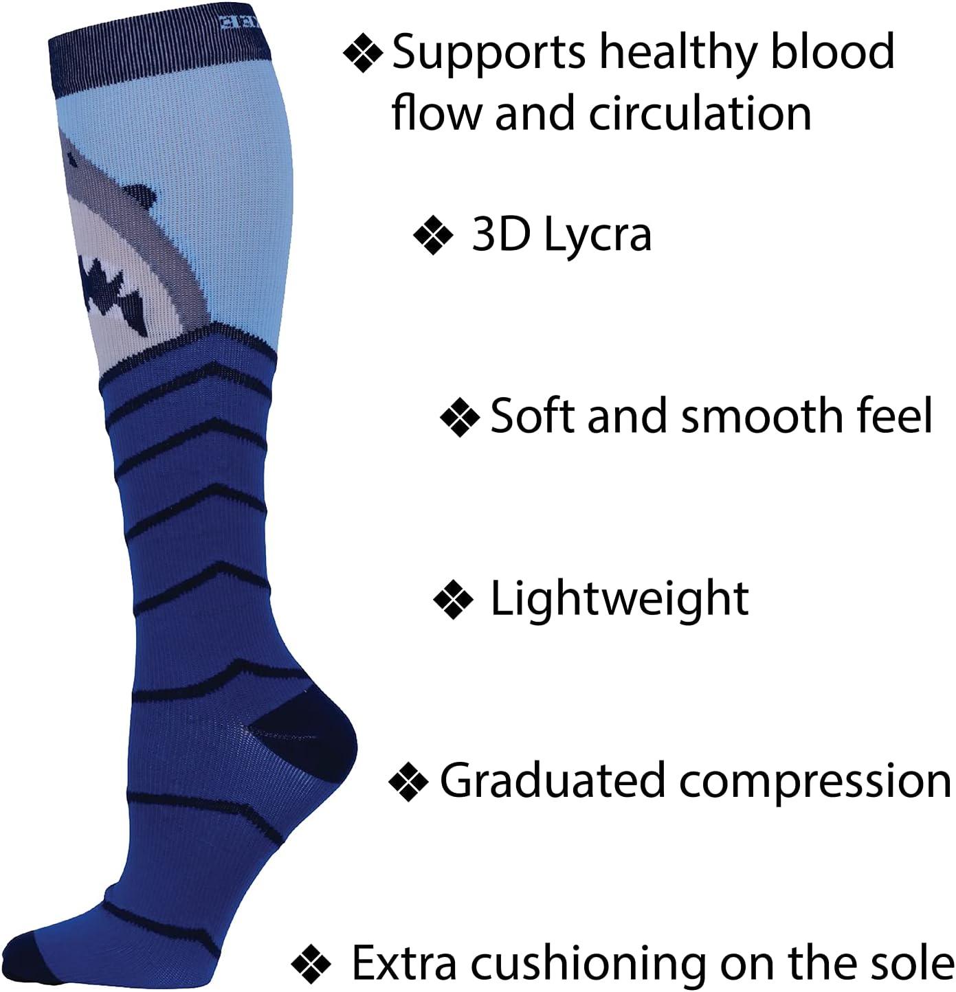 imageCherokee Mens Compression Socks 1015 mmHg Knee High Colorful Print Lightweight 1 Pair Pack MPRINTSUPPORTMorning Feast