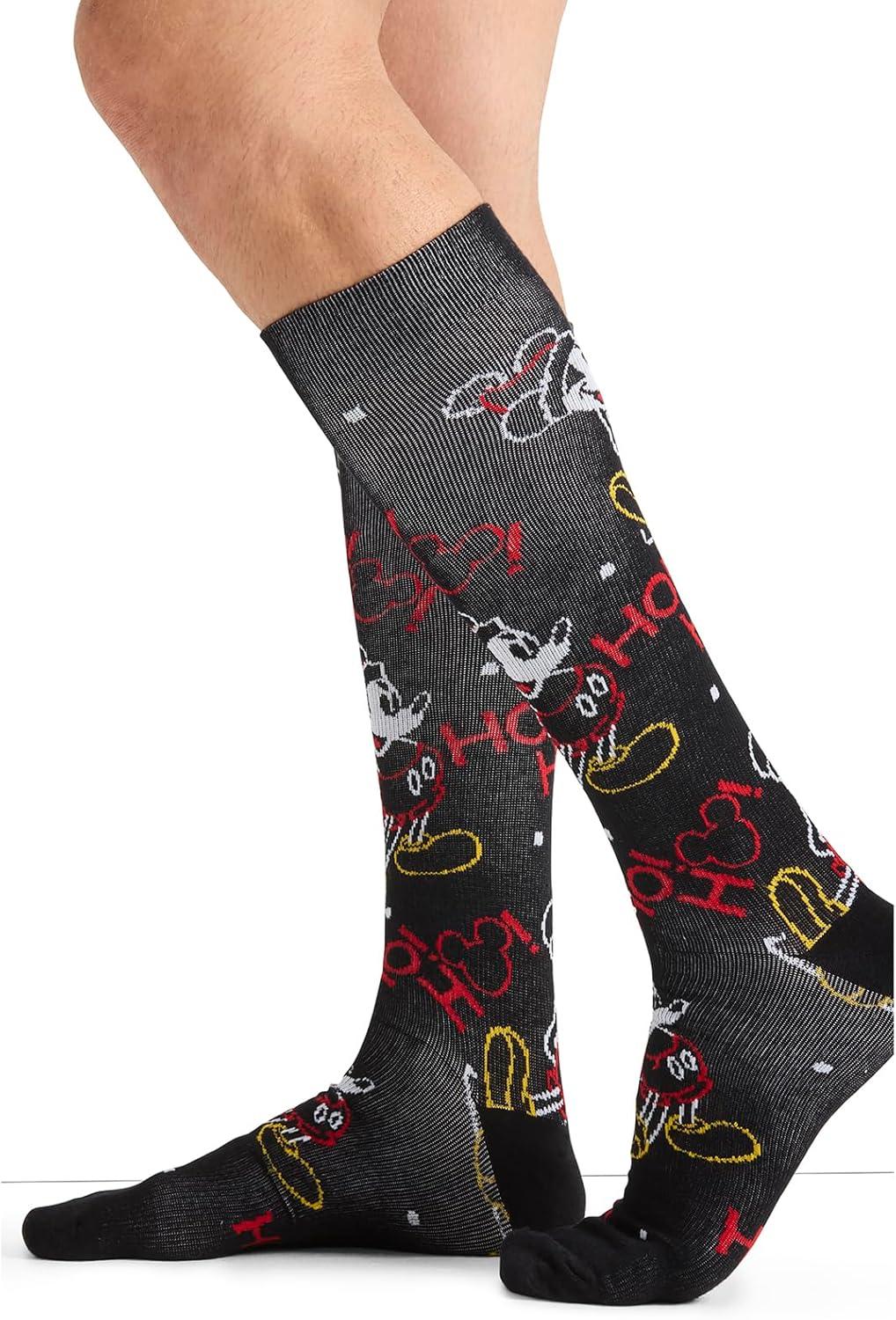 imageCherokee Mens Compression Socks 1015 mmHg Knee High Colorful Print Lightweight 1 Pair Pack MPRINTSUPPORTNeon Feet