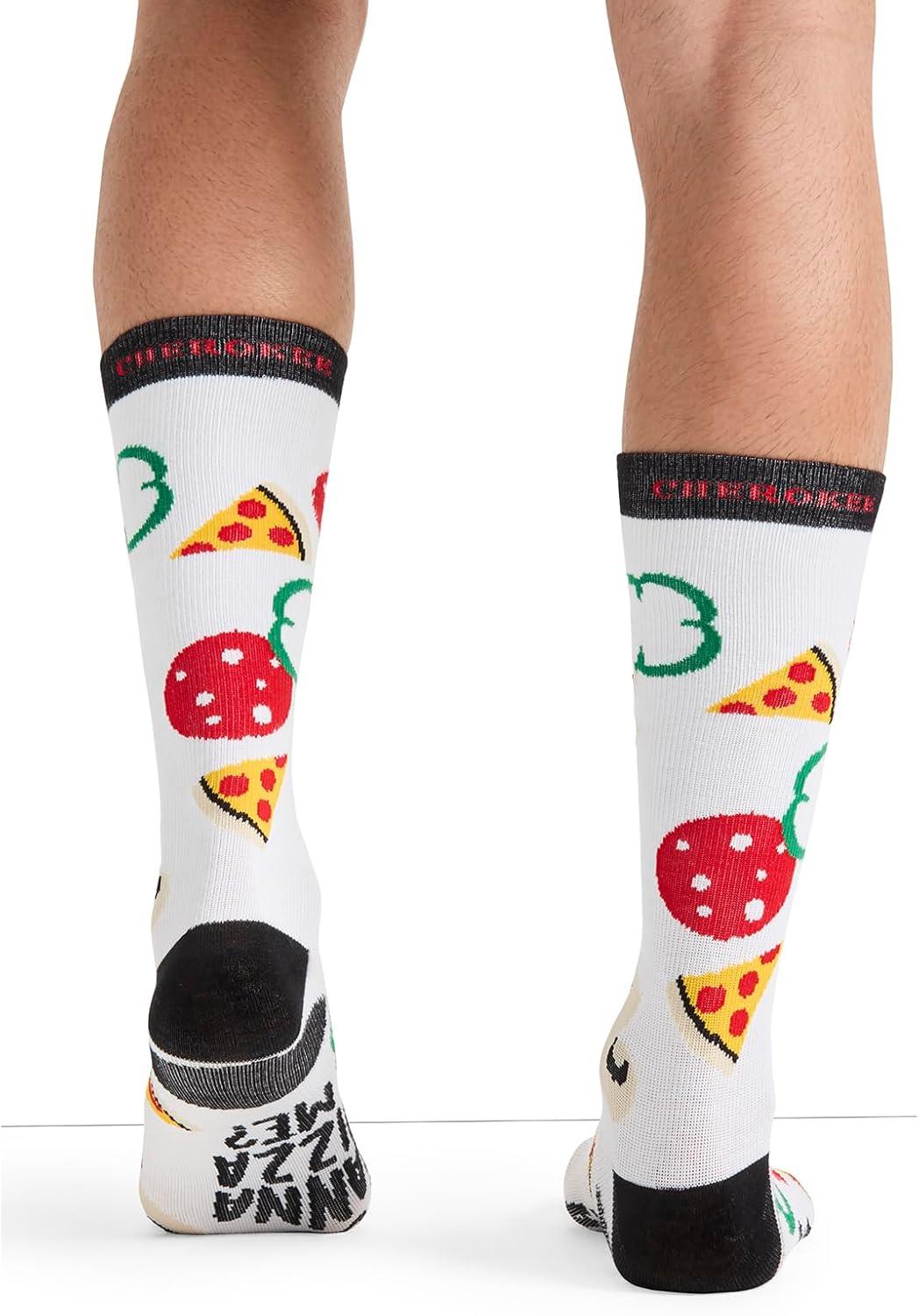 imageCherokee Mens Compression Socks 1015 mmHg Knee High Colorful Print Lightweight 1 Pair Pack MPRINTSUPPORTPizza Me