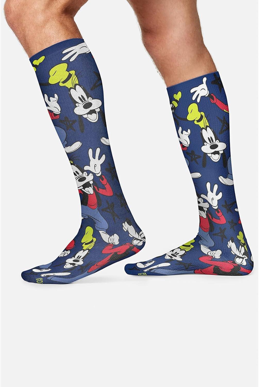 imageCherokee Mens Compression Socks 1015 mmHg Knee High Colorful Print Lightweight 1 Pair Pack MPRINTSUPPORTWhat a Goof