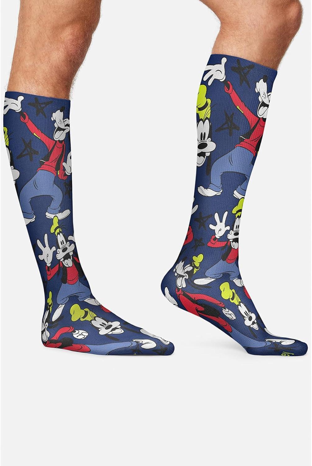 imageCherokee Mens Compression Socks 1015 mmHg Knee High Colorful Print Lightweight 1 Pair Pack MPRINTSUPPORTWhat a Goof