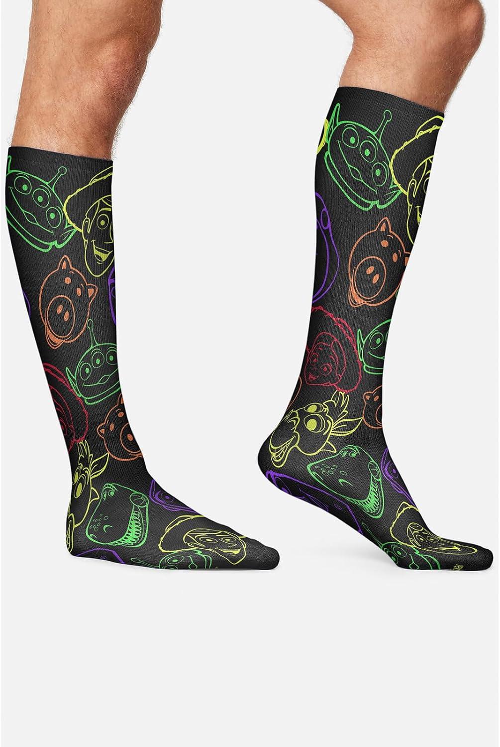 imageCherokee Mens Compression Socks 1015 mmHg Knee High Colorful Print Lightweight 1 Pair Pack MPRINTSUPPORTWoodys Gang