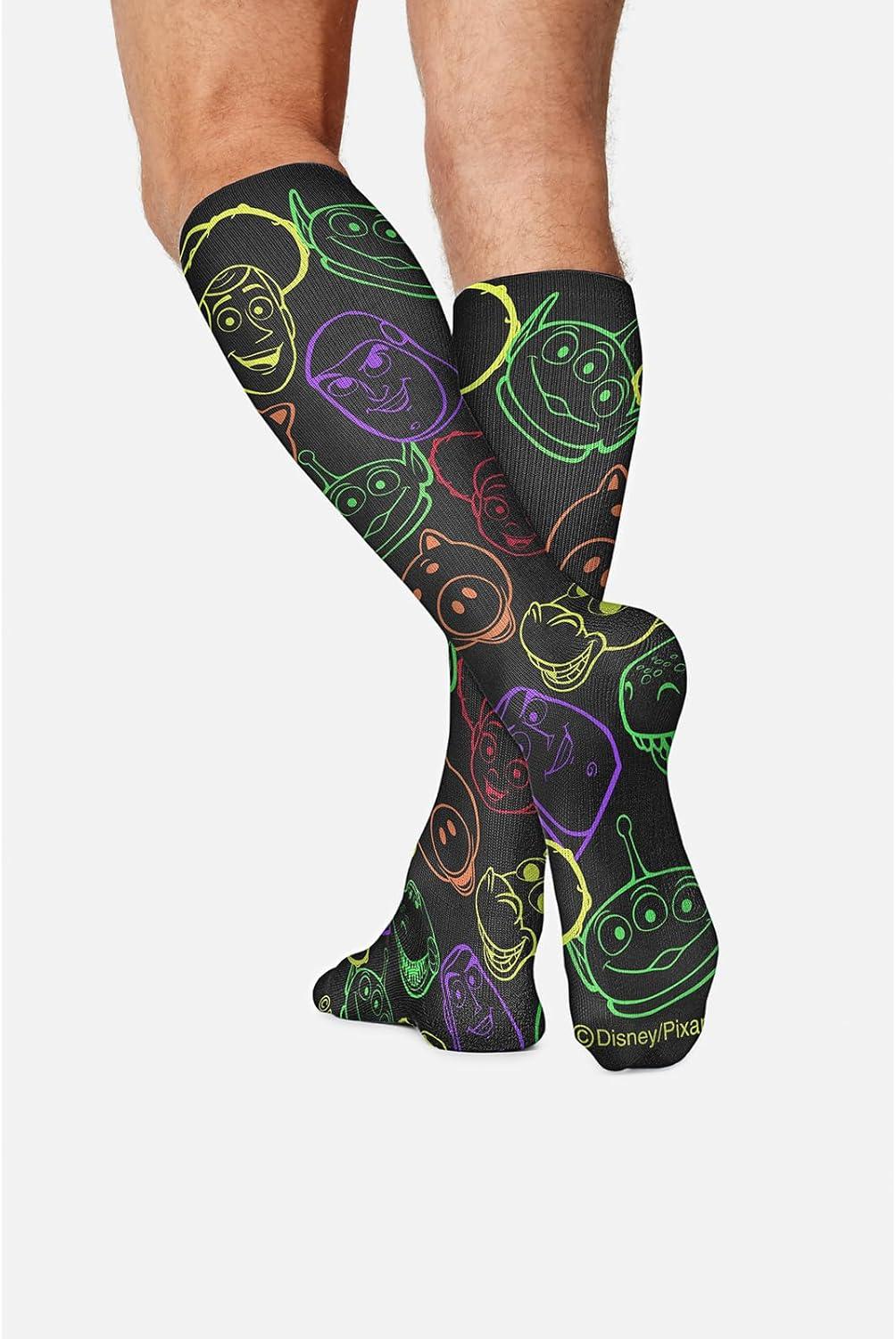 imageCherokee Mens Compression Socks 1015 mmHg Knee High Colorful Print Lightweight 1 Pair Pack MPRINTSUPPORTWoodys Gang