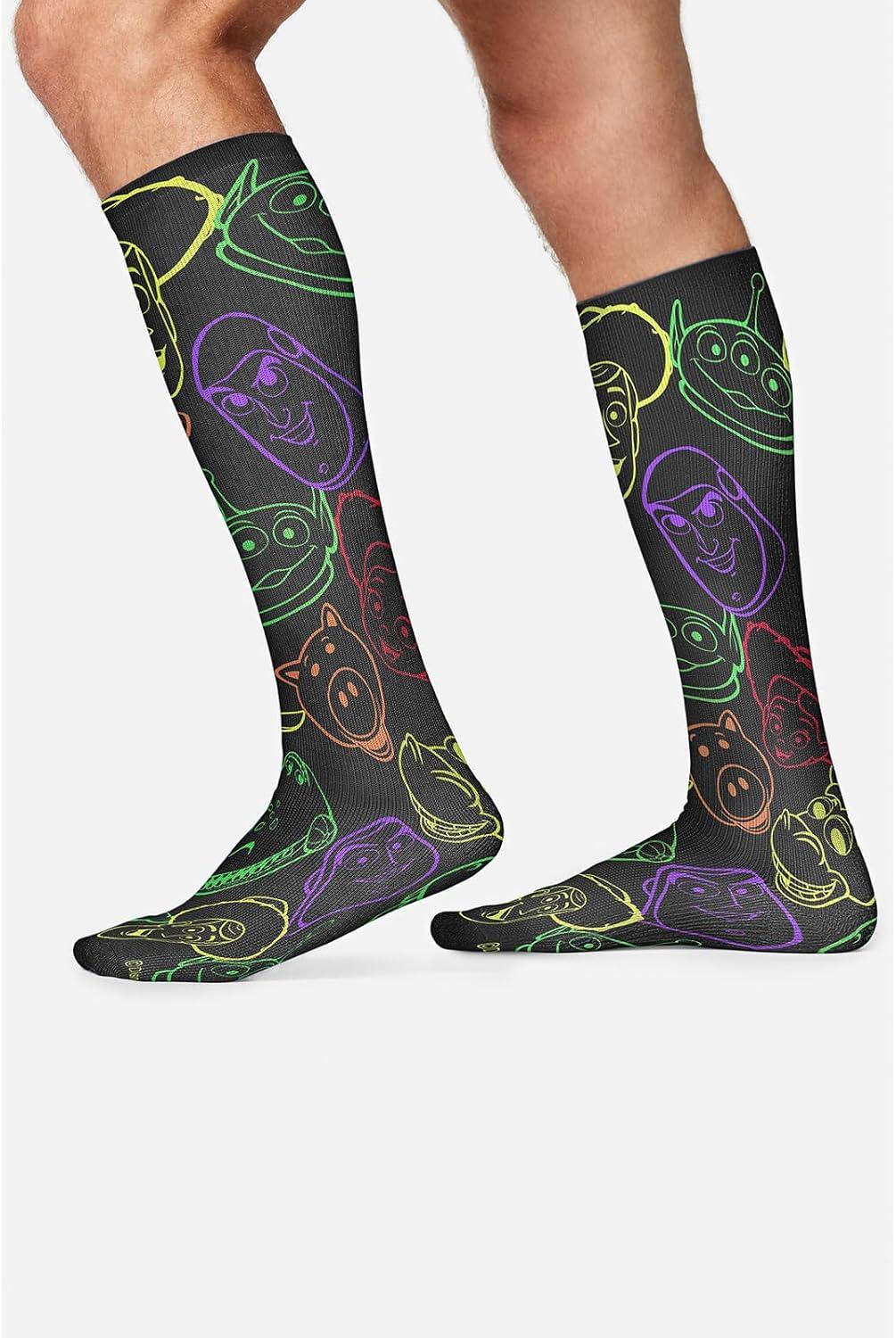 imageCherokee Mens Compression Socks 1015 mmHg Knee High Colorful Print Lightweight 1 Pair Pack MPRINTSUPPORTWoodys Gang