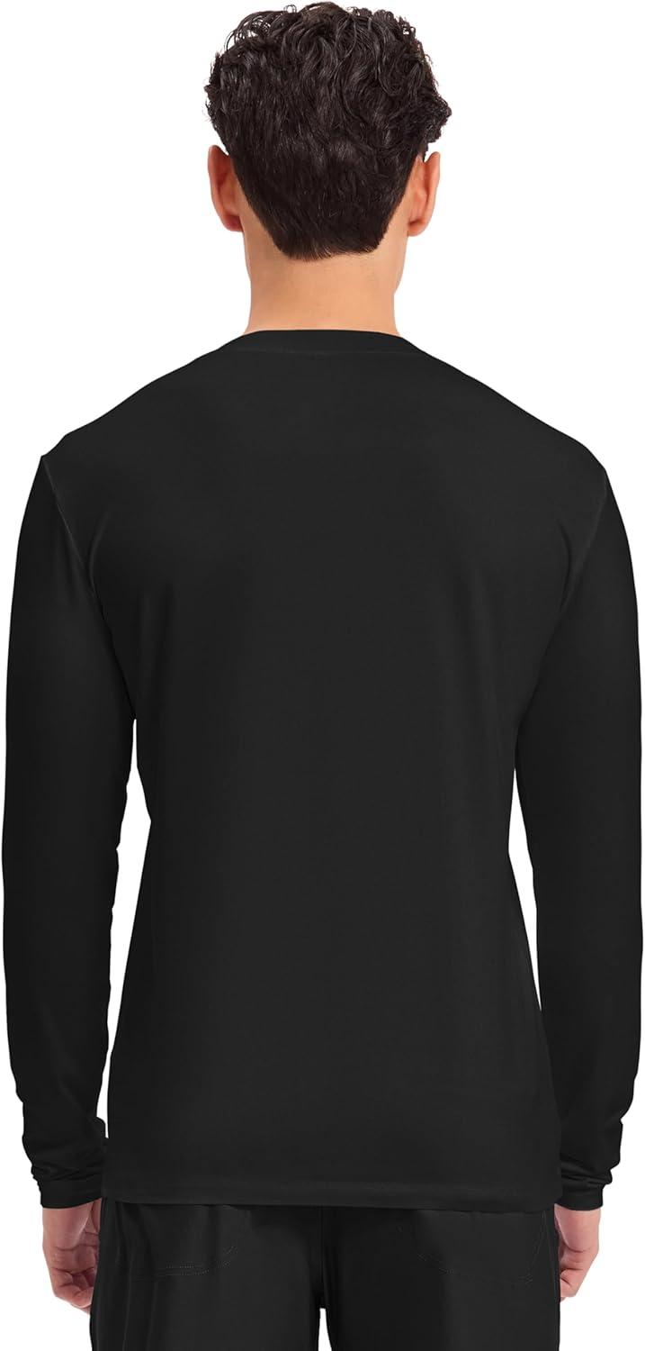 imageCherokee Mens Long Sleeve Underscrub Tee Modern TShirt with Crew Neck CK807Black White 2 Pack
