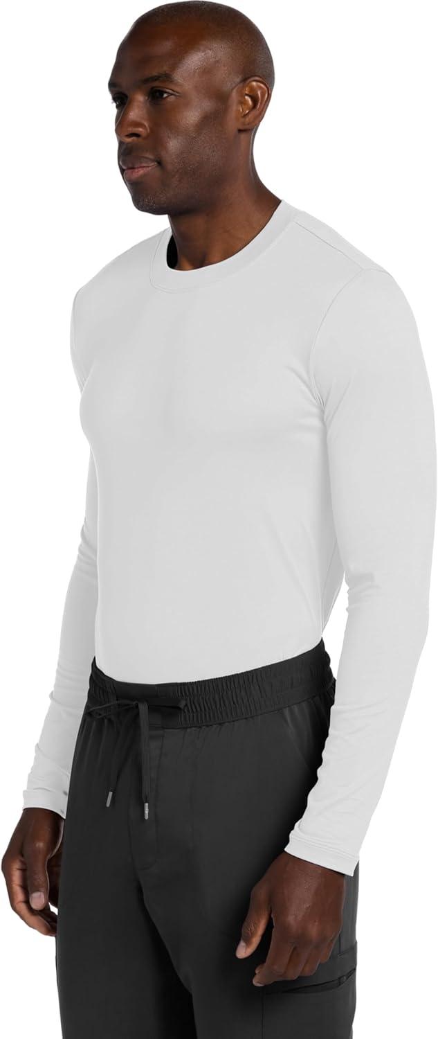imageCherokee Mens Long Sleeve Underscrub Tee Modern TShirt with Crew Neck CK807Black White Navy 3 Pack