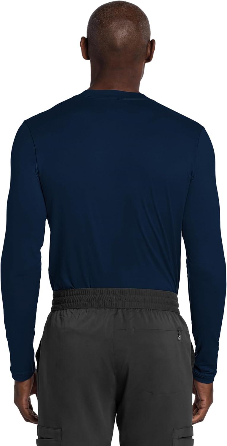 imageCherokee Mens Long Sleeve Underscrub Tee Modern TShirt with Crew Neck CK807Black White Navy 3 Pack