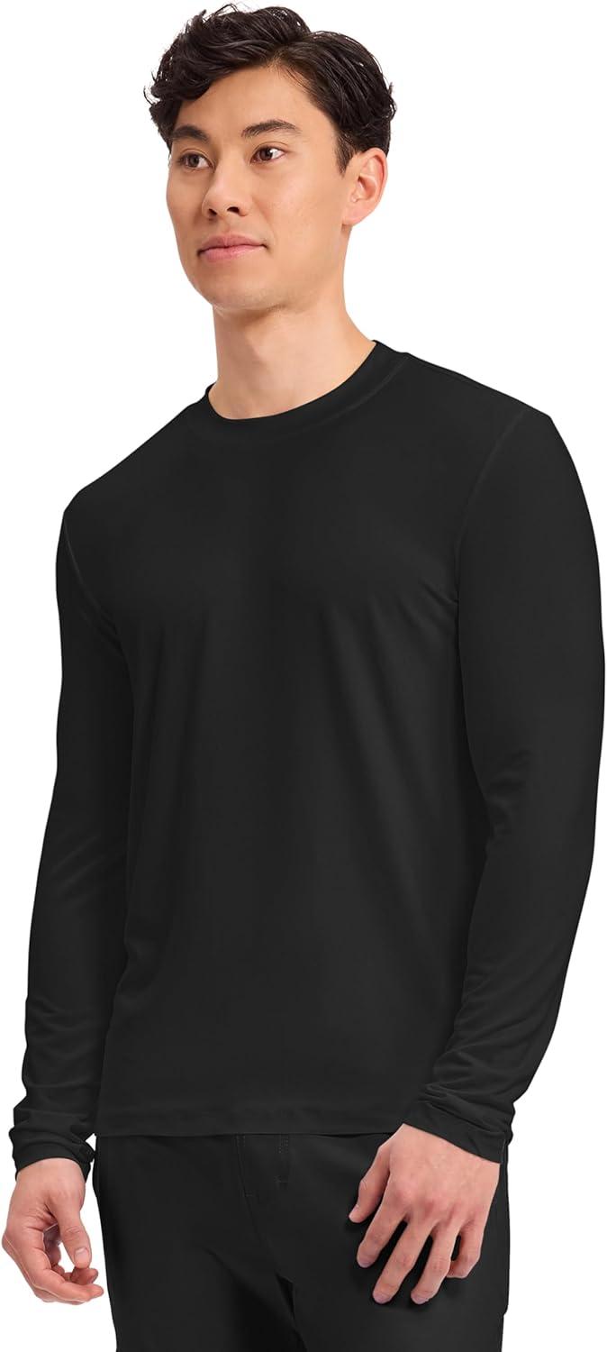 imageCherokee Mens Long Sleeve Underscrub Tee Modern TShirt with Crew Neck CK807Black White Navy 3 Pack