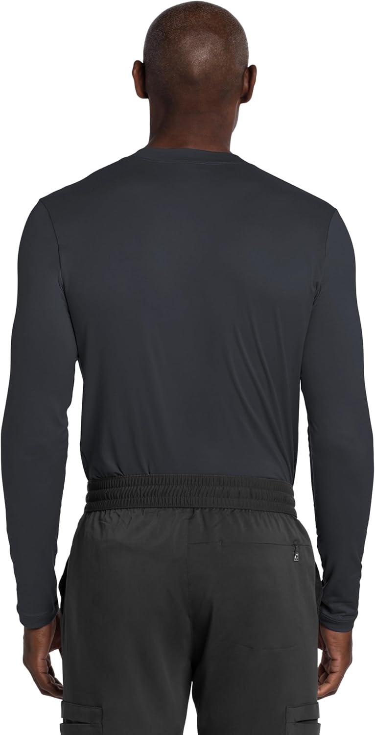 imageCherokee Mens Long Sleeve Underscrub Tee Modern TShirt with Crew Neck CK807Black White Pewter 3 Pack
