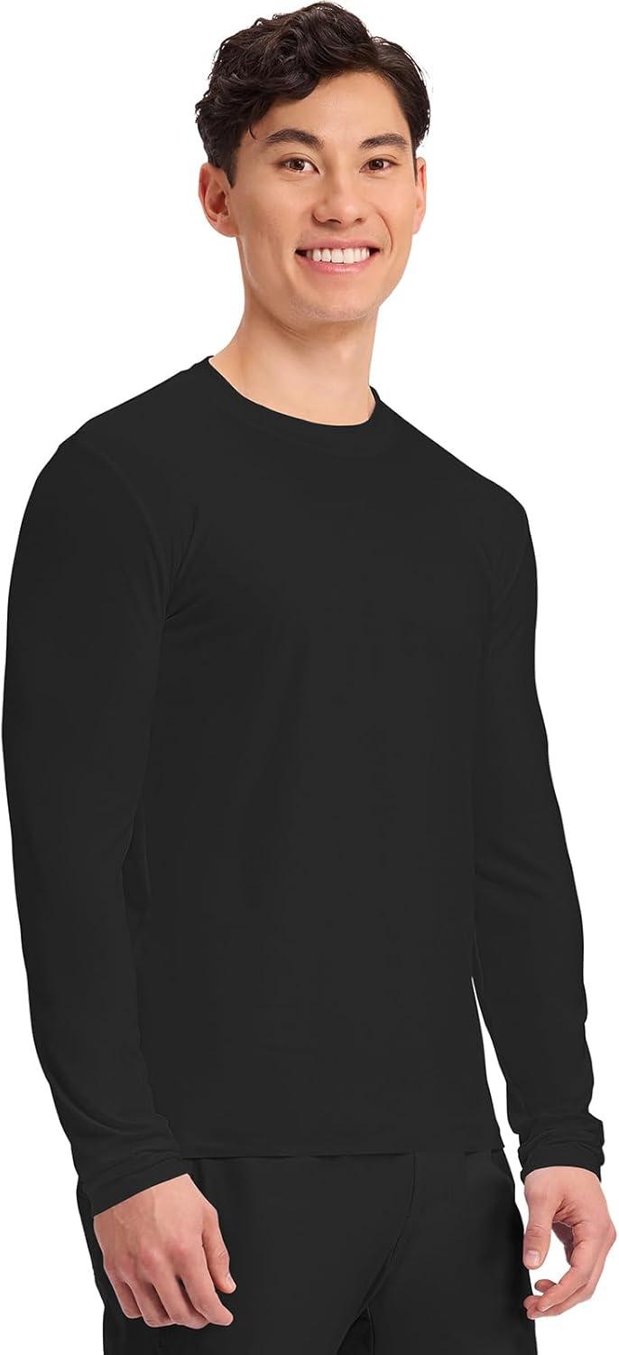 imageCherokee Mens Long Sleeve Underscrub Tee Modern TShirt with Crew Neck CK807Black