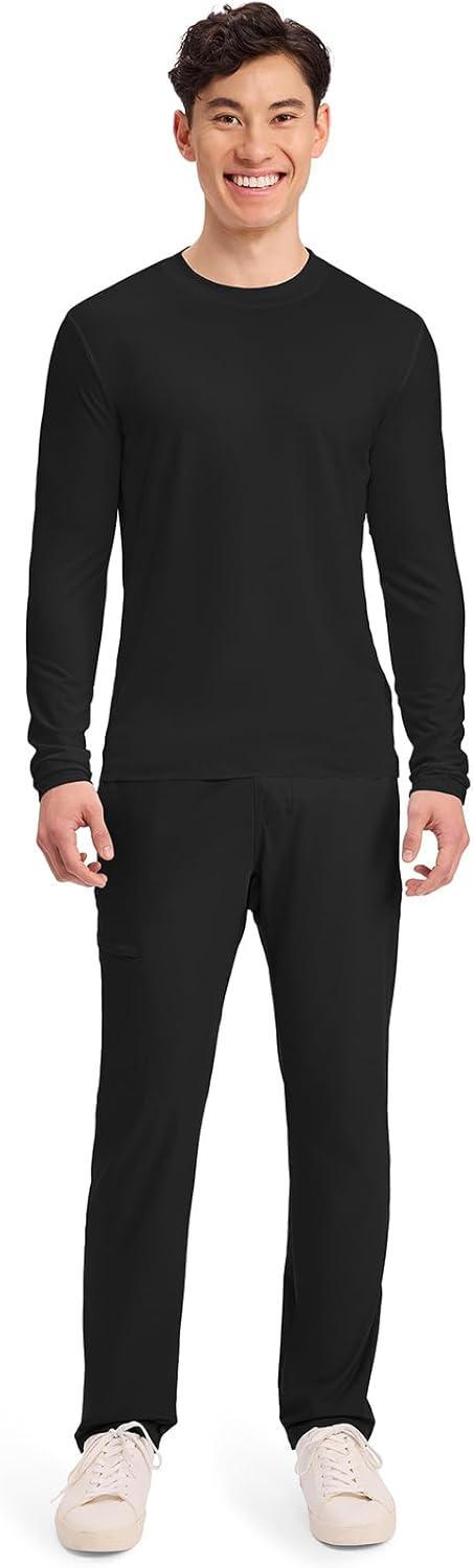 imageCherokee Mens Long Sleeve Underscrub Tee Modern TShirt with Crew Neck CK807Black