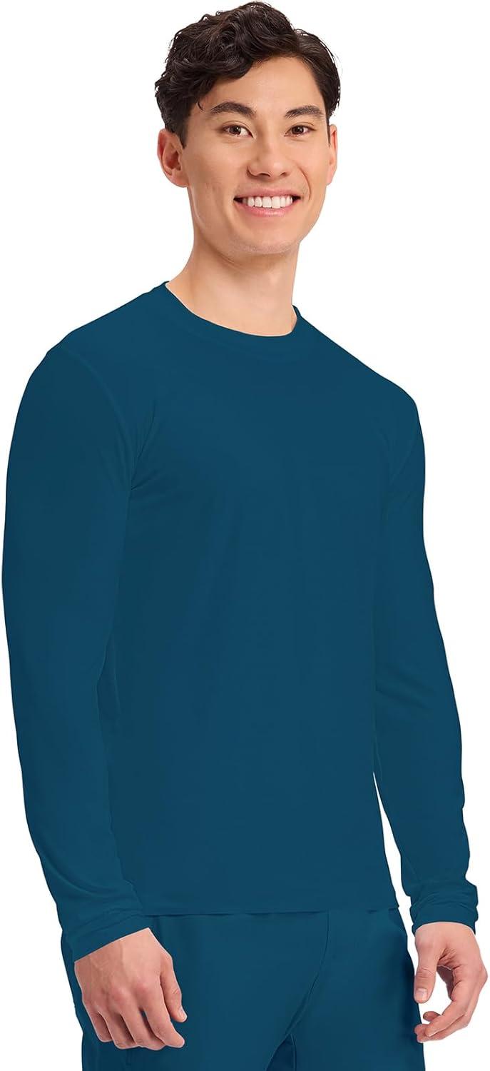 imageCherokee Mens Long Sleeve Underscrub Tee Modern TShirt with Crew Neck CK807Caribbean Blue