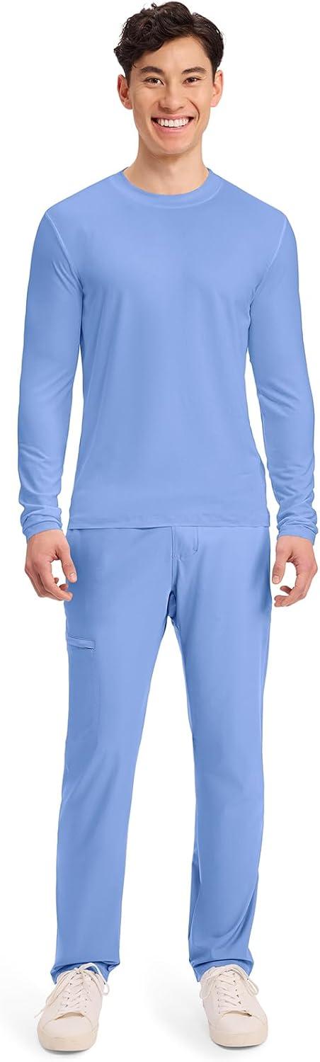 imageCherokee Mens Long Sleeve Underscrub Tee Modern TShirt with Crew Neck CK807Ciel Blue