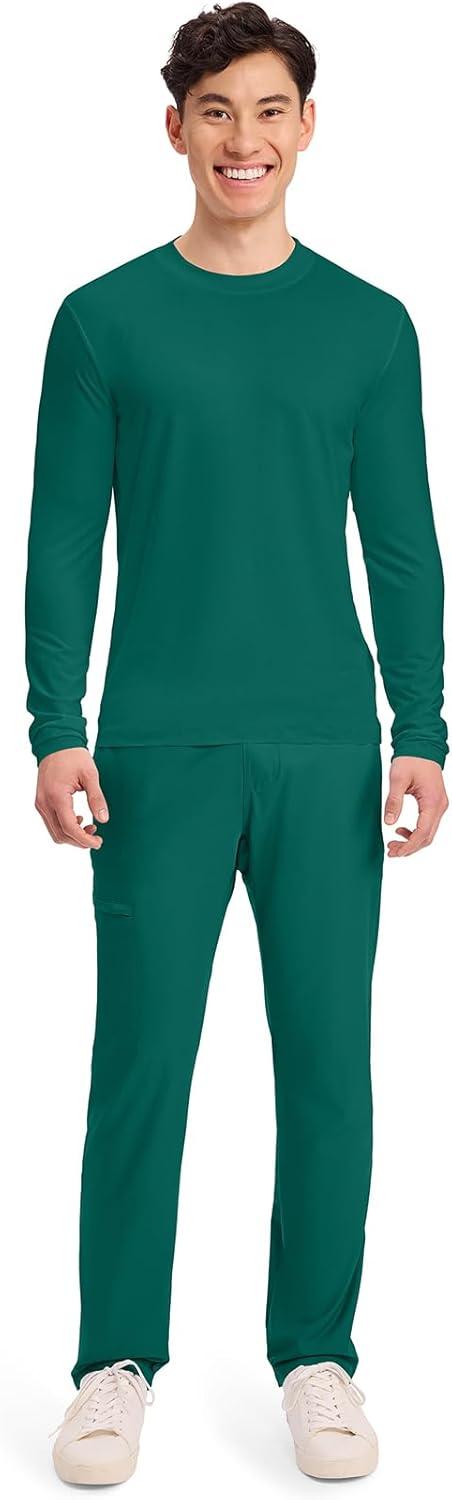 imageCherokee Mens Long Sleeve Underscrub Tee Modern TShirt with Crew Neck CK807Hunter Green
