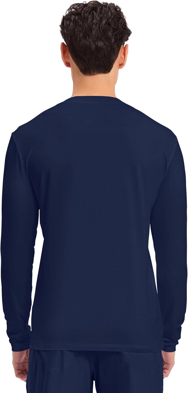 imageCherokee Mens Long Sleeve Underscrub Tee Modern TShirt with Crew Neck CK807Navy White 2 Pack