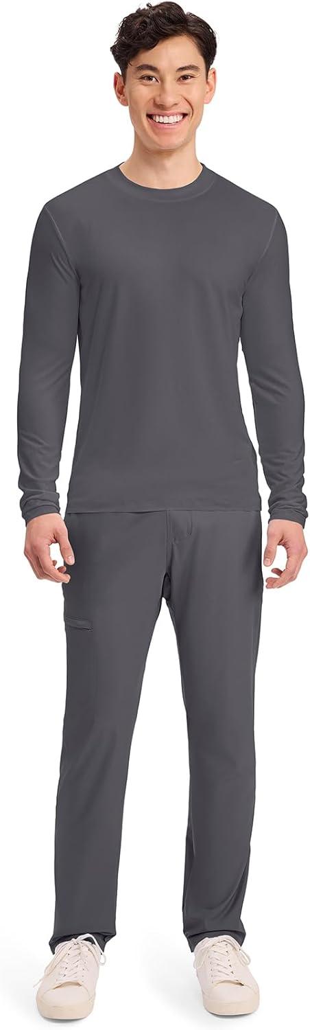 imageCherokee Mens Long Sleeve Underscrub Tee Modern TShirt with Crew Neck CK807Pewter