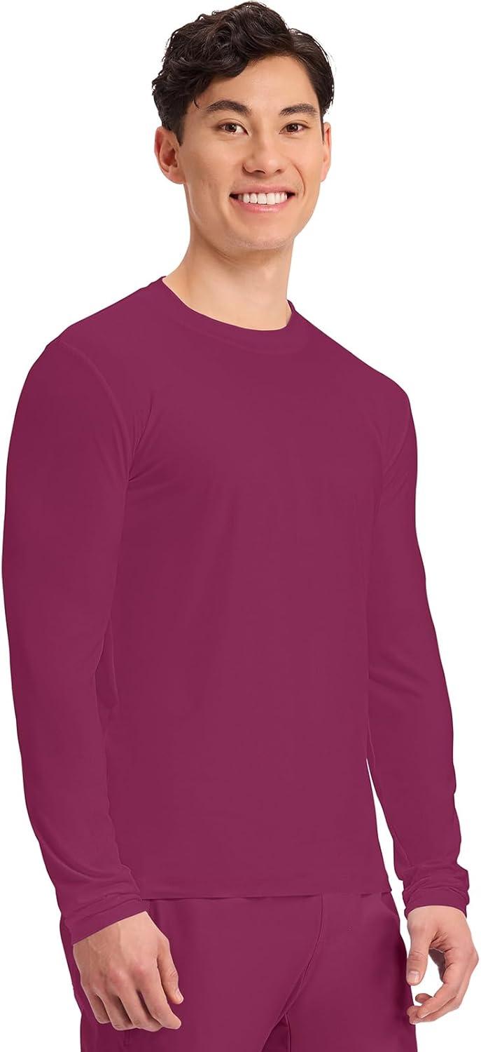 imageCherokee Mens Long Sleeve Underscrub Tee Modern TShirt with Crew Neck CK807Wine