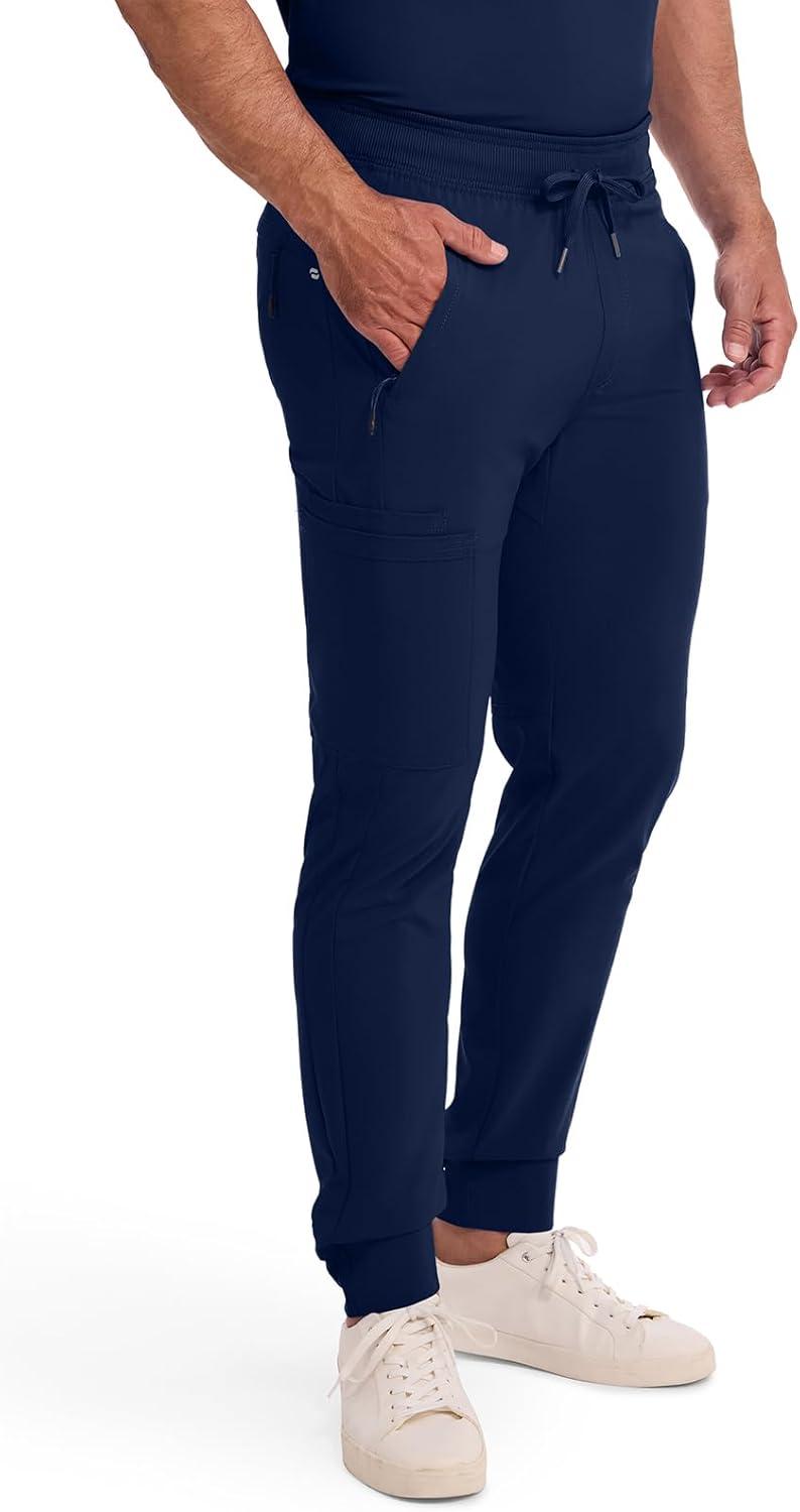 imageCherokee Mens Mid Rise Jogger Scrub Pants with Zipper Cargo Pocket 360 Stretch Moisture Wicking PROTX2 Fabric CK004ANavy