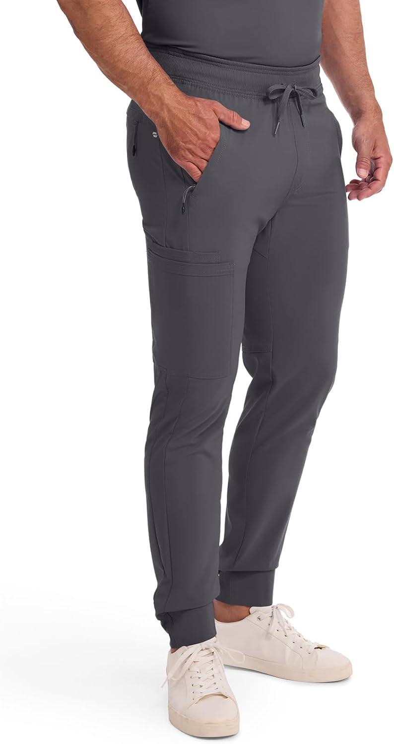 imageCherokee Mens Mid Rise Jogger Scrub Pants with Zipper Cargo Pocket 360 Stretch Moisture Wicking PROTX2 Fabric CK004APewter