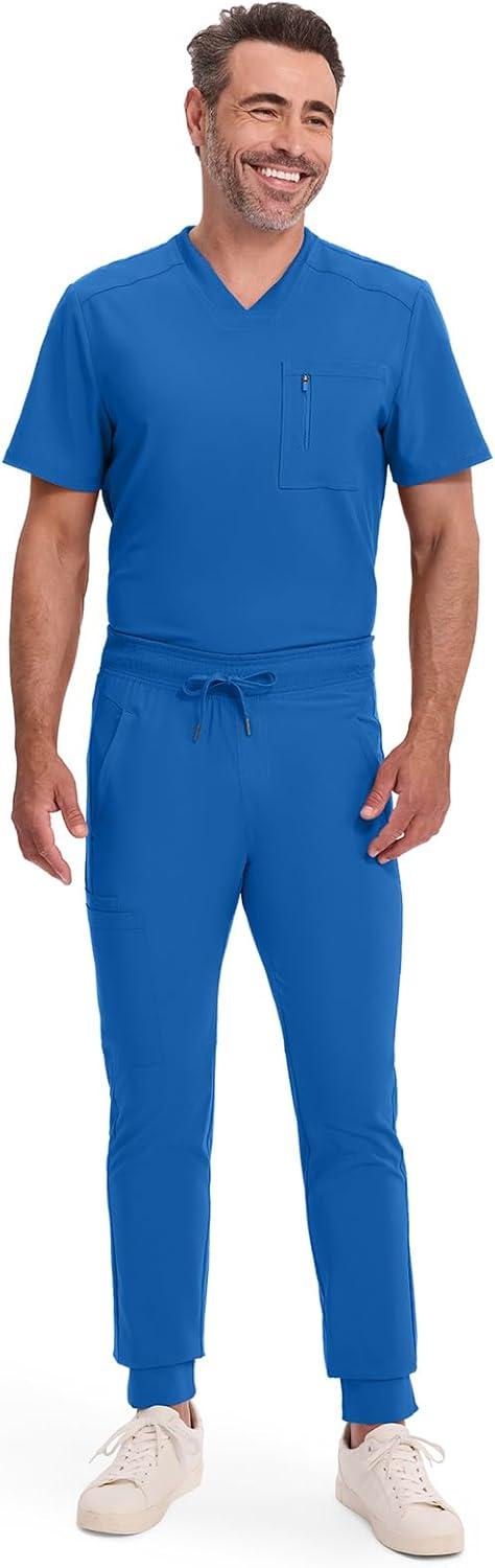 imageCherokee Mens Mid Rise Jogger Scrub Pants with Zipper Cargo Pocket 360 Stretch Moisture Wicking PROTX2 Fabric CK004ARoyal