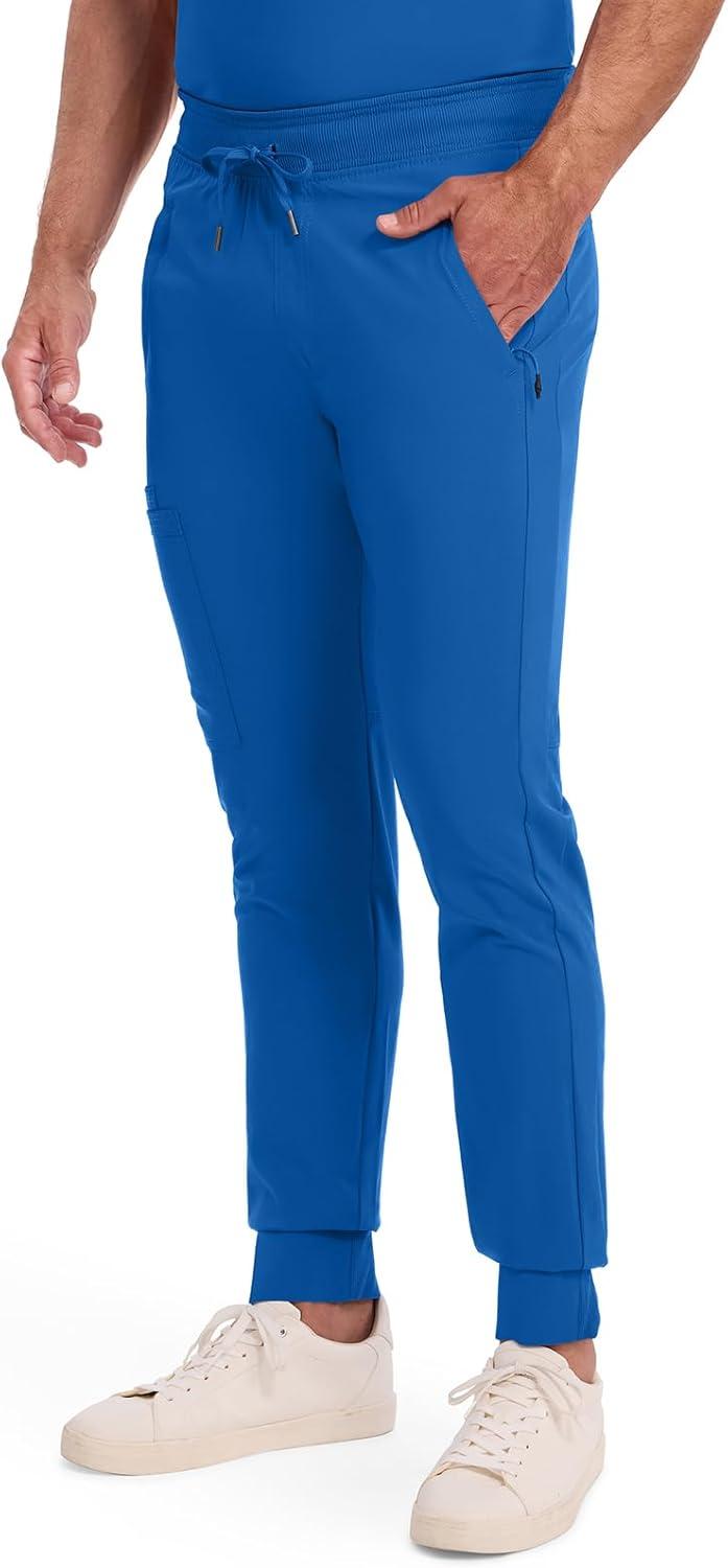 imageCherokee Mens Mid Rise Jogger Scrub Pants with Zipper Cargo Pocket 360 Stretch Moisture Wicking PROTX2 Fabric CK004ARoyal
