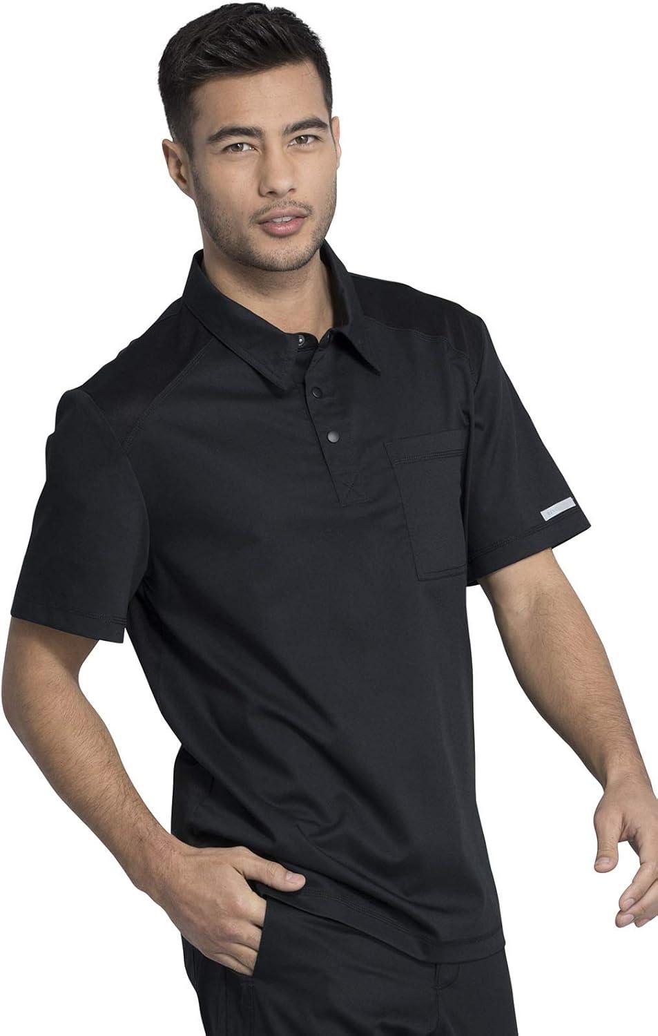 imageCherokee Mens Scrub Set Modern Fit Polo Shirt WW615 with Natural Rise Jogger WW012Black