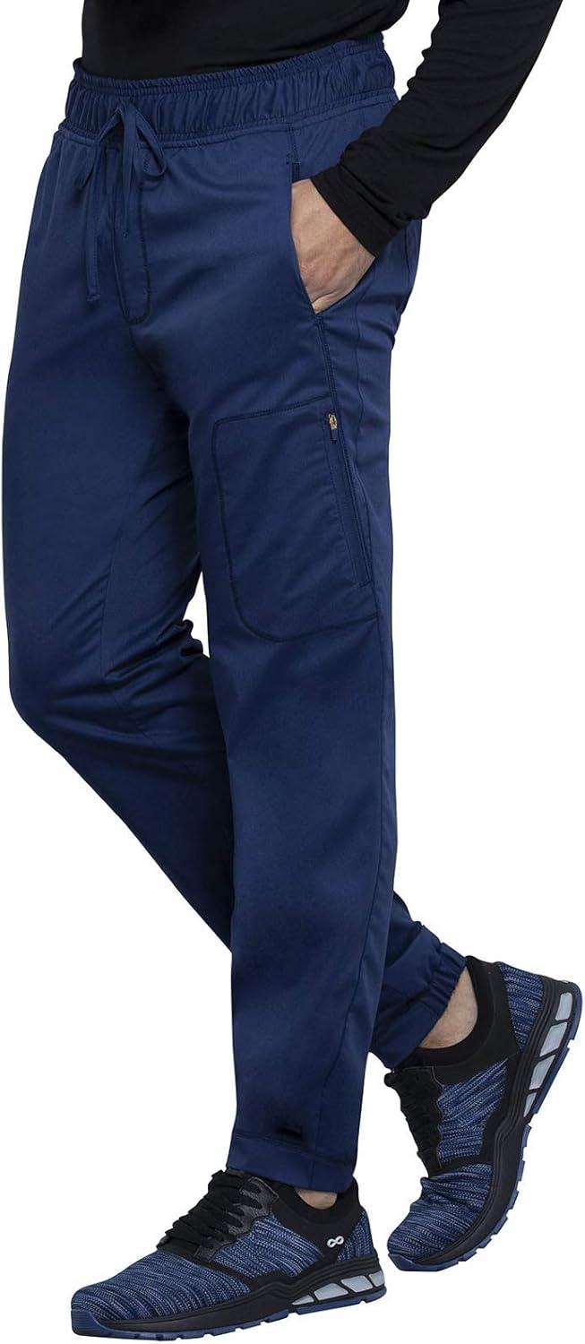 imageCherokee Mens Scrub Set Modern Fit Polo Shirt WW615 with Natural Rise Jogger WW012Navy