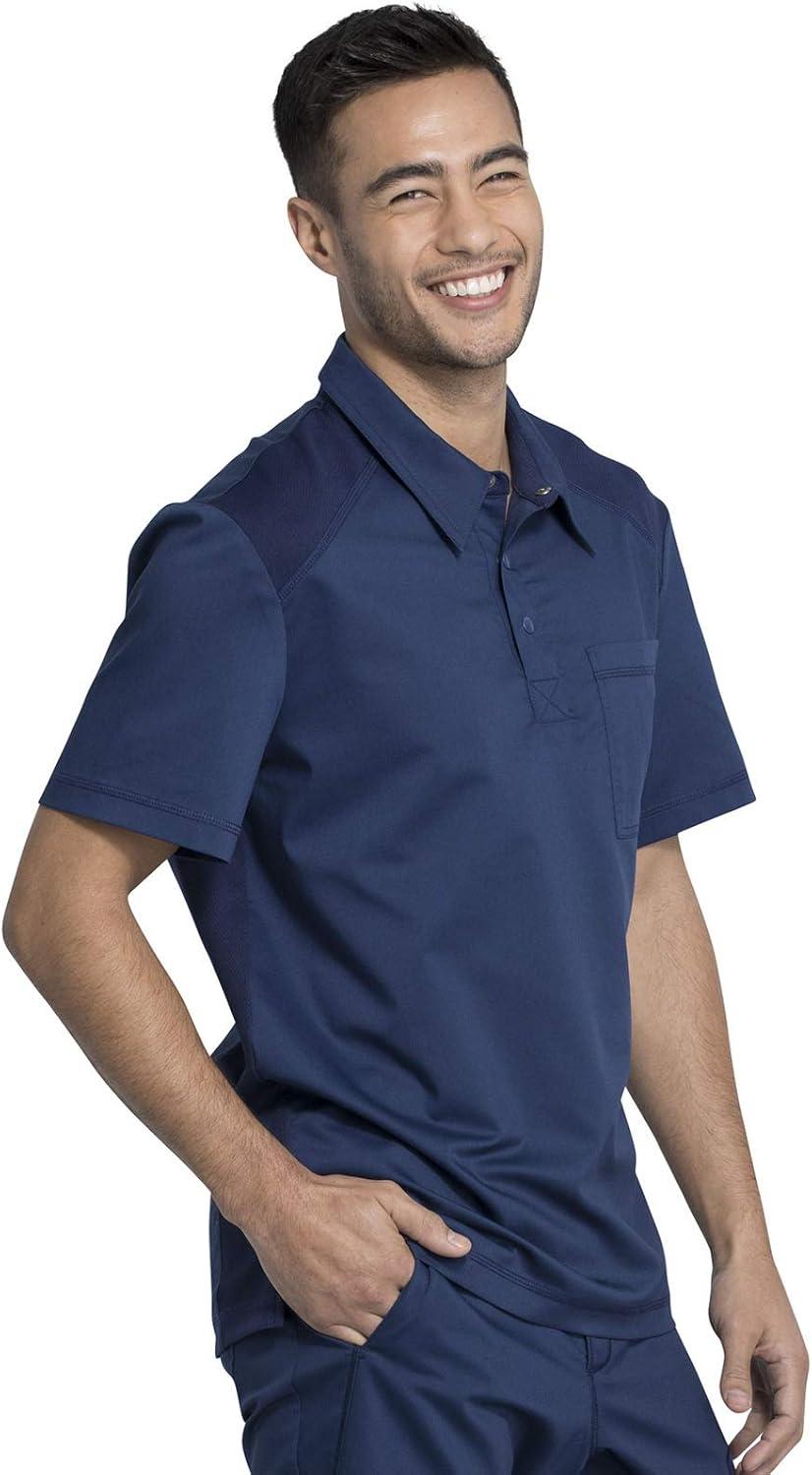 imageCherokee Mens Scrub Set Modern Fit Polo Shirt WW615 with Natural Rise Jogger WW012Navy