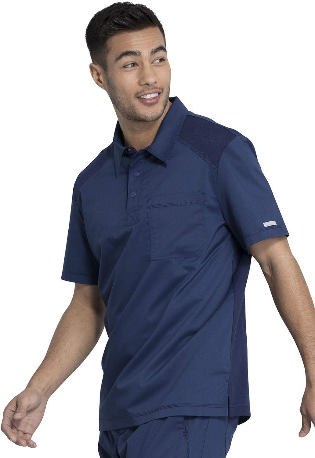 imageCherokee Mens Scrub Set Modern Fit Polo Shirt WW615 with Natural Rise Jogger WW012Navy