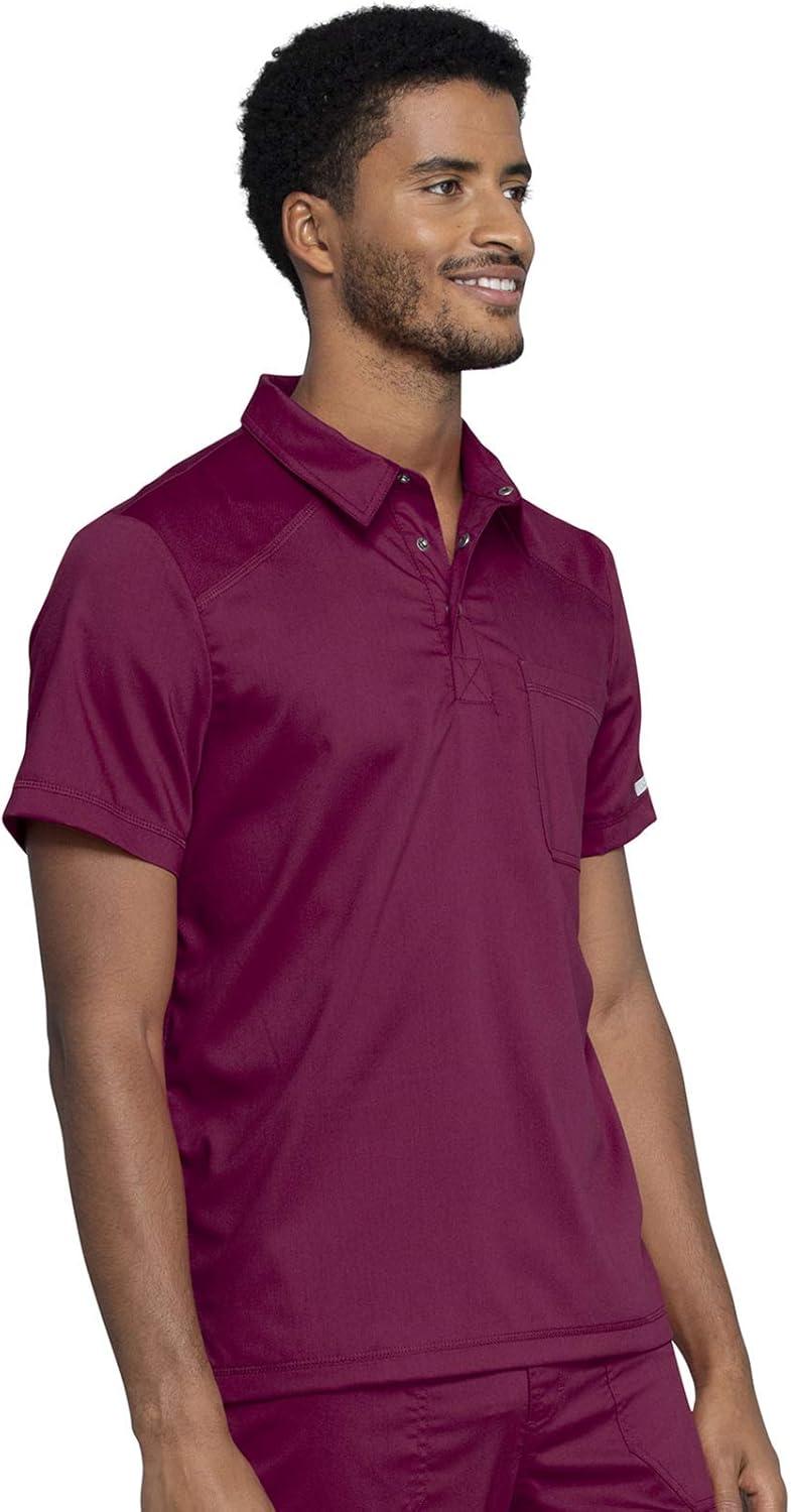 imageCherokee Mens Scrub Set Modern Fit Polo Shirt WW615 with Natural Rise Jogger WW012Wine