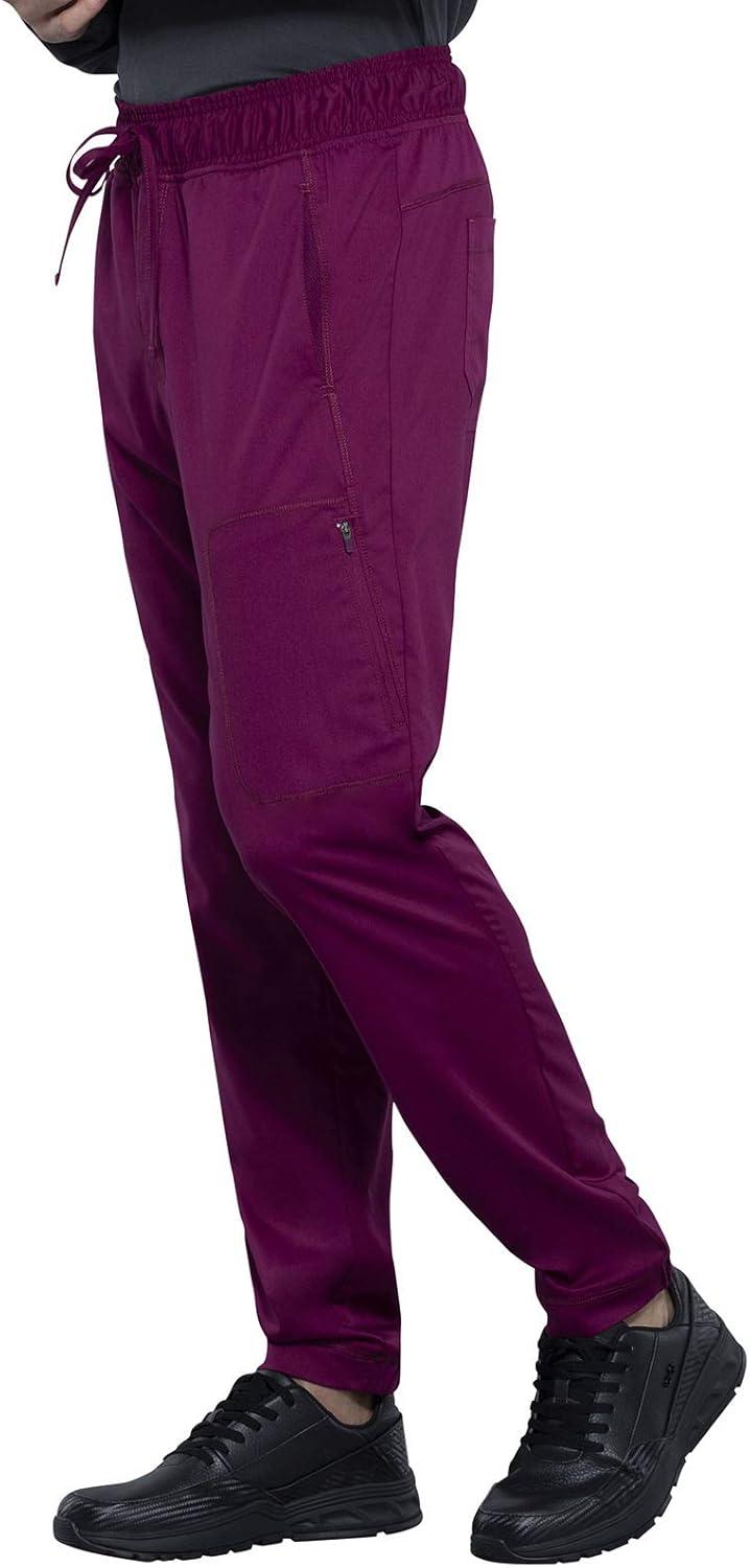 imageCherokee Mens Scrub Set Modern Fit Polo Shirt WW615 with Natural Rise Jogger WW012Wine