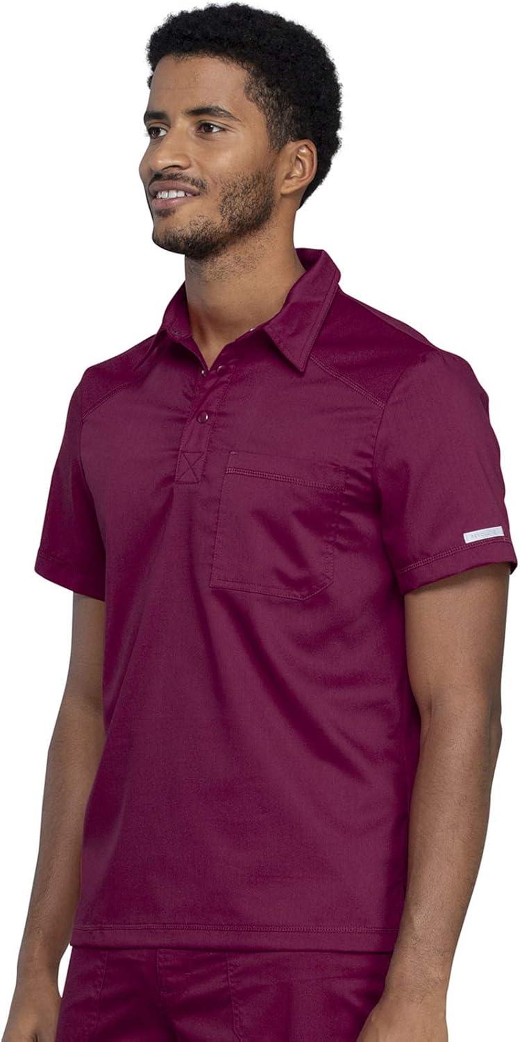 imageCherokee Mens Scrub Set Modern Fit Polo Shirt WW615 with Natural Rise Jogger WW012Wine