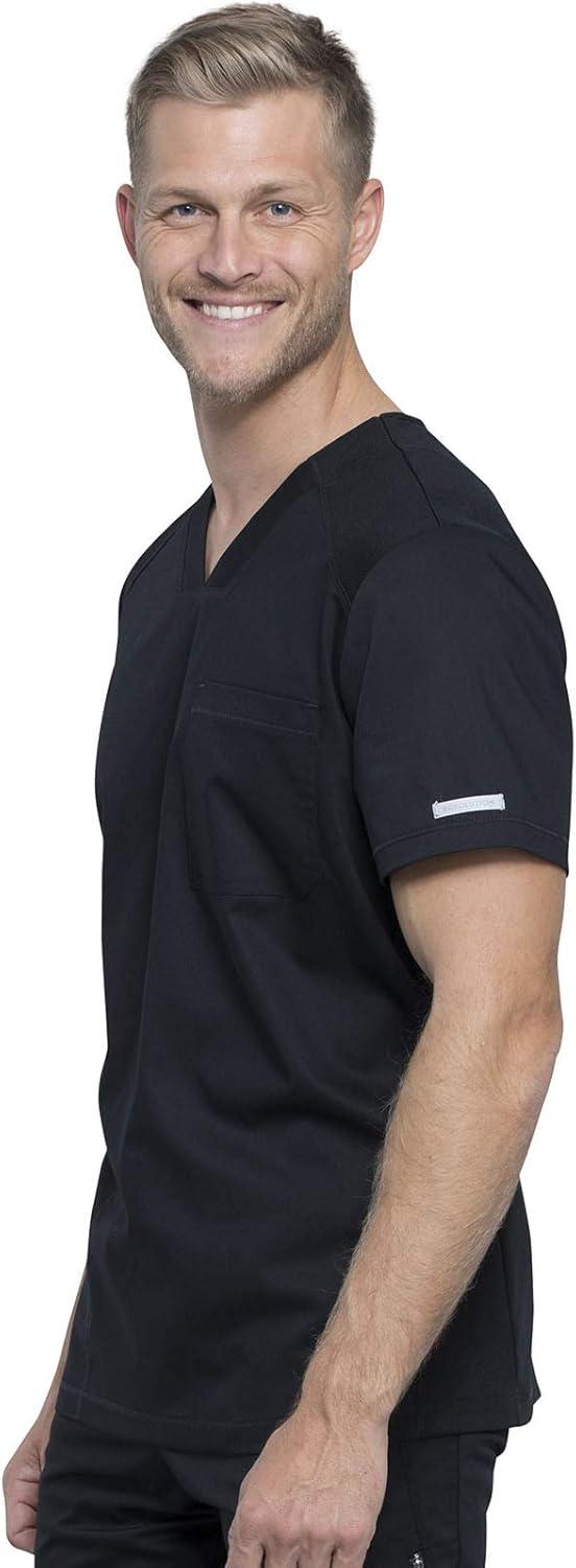 imageCherokee Mens Scrub Set VNeck Scrub Top Modern fit WW603 with Natural Rise Jogger Scrub Pants Drawstring Waistband WW012Black