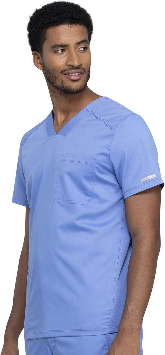 imageCherokee Mens Scrub Set VNeck Scrub Top Modern fit WW603 with Natural Rise Jogger Scrub Pants Drawstring Waistband WW012Ciel