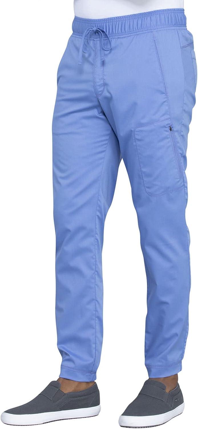imageCherokee Mens Scrub Set VNeck Scrub Top Modern fit WW603 with Natural Rise Jogger Scrub Pants Drawstring Waistband WW012Ciel