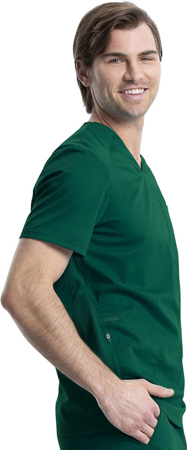 imageCherokee Mens Scrub Set VNeck Scrub Top Modern fit WW603 with Natural Rise Jogger Scrub Pants Drawstring Waistband WW012Hunter Green
