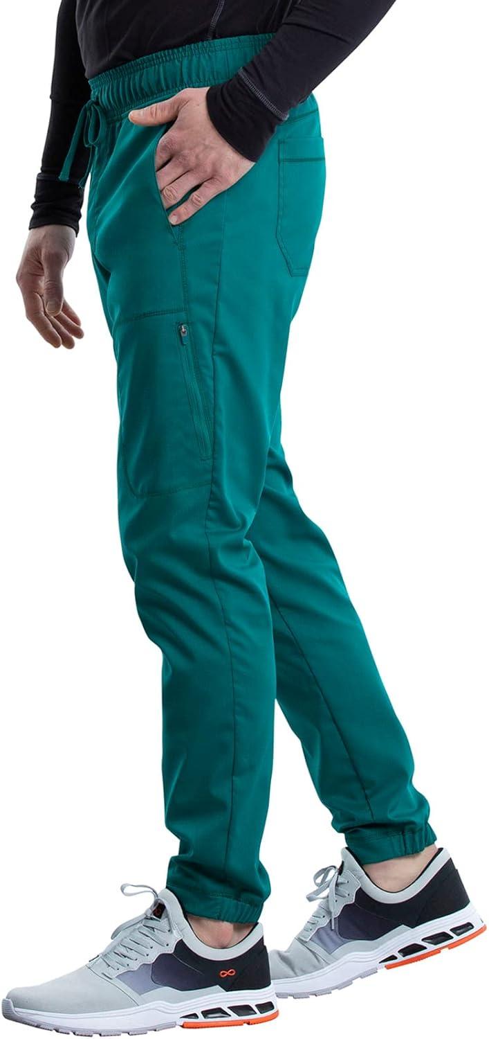 imageCherokee Mens Scrub Set VNeck Scrub Top Modern fit WW603 with Natural Rise Jogger Scrub Pants Drawstring Waistband WW012Hunter Green