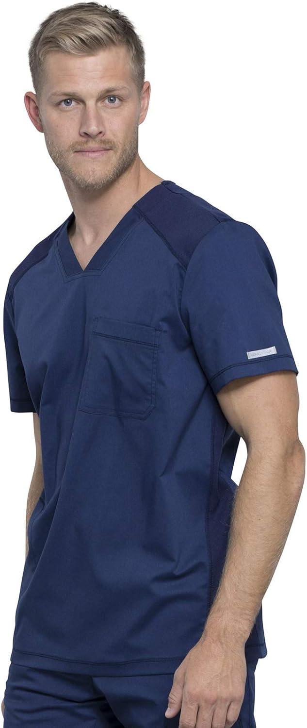 imageCherokee Mens Scrub Set VNeck Scrub Top Modern fit WW603 with Natural Rise Jogger Scrub Pants Drawstring Waistband WW012Navy