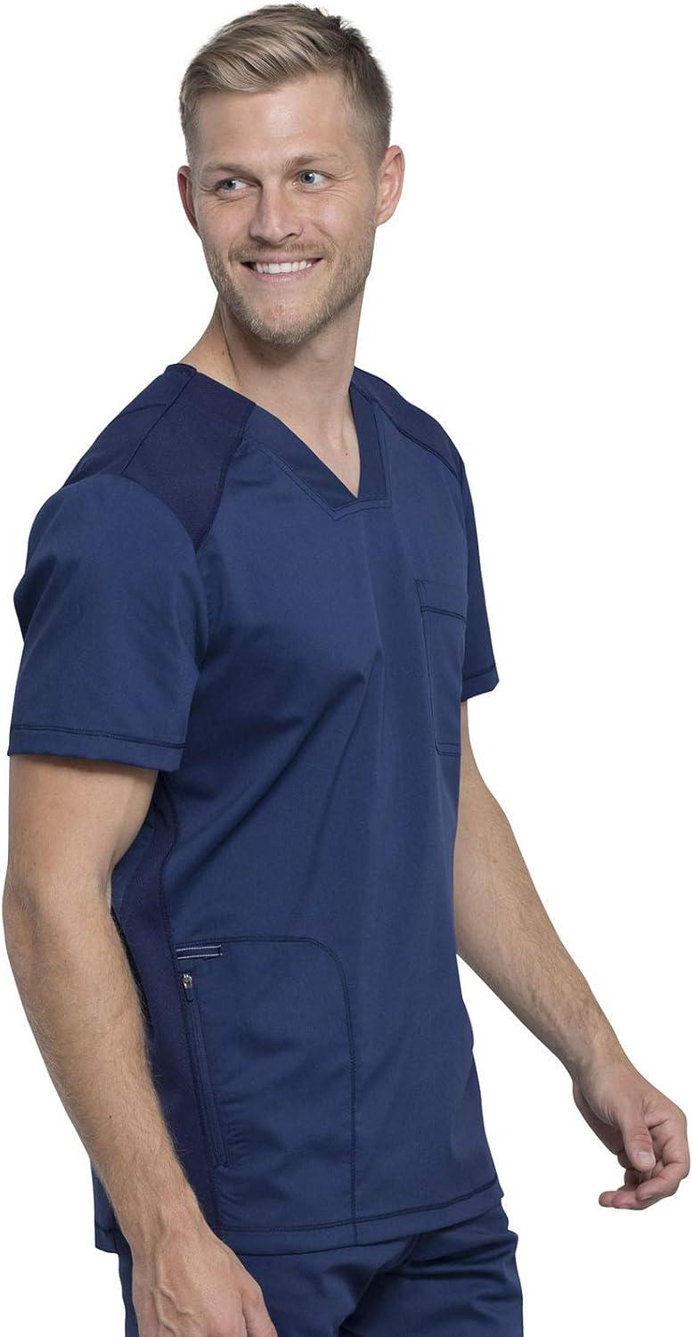 imageCherokee Mens Scrub Set VNeck Scrub Top Modern fit WW603 with Natural Rise Jogger Scrub Pants Drawstring Waistband WW012Navy