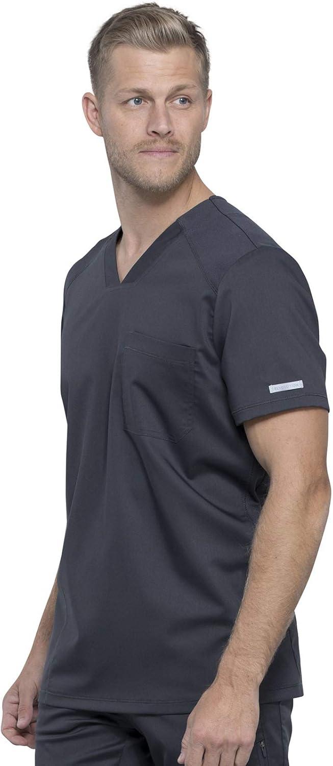 imageCherokee Mens Scrub Set VNeck Scrub Top Modern fit WW603 with Natural Rise Jogger Scrub Pants Drawstring Waistband WW012Pewter