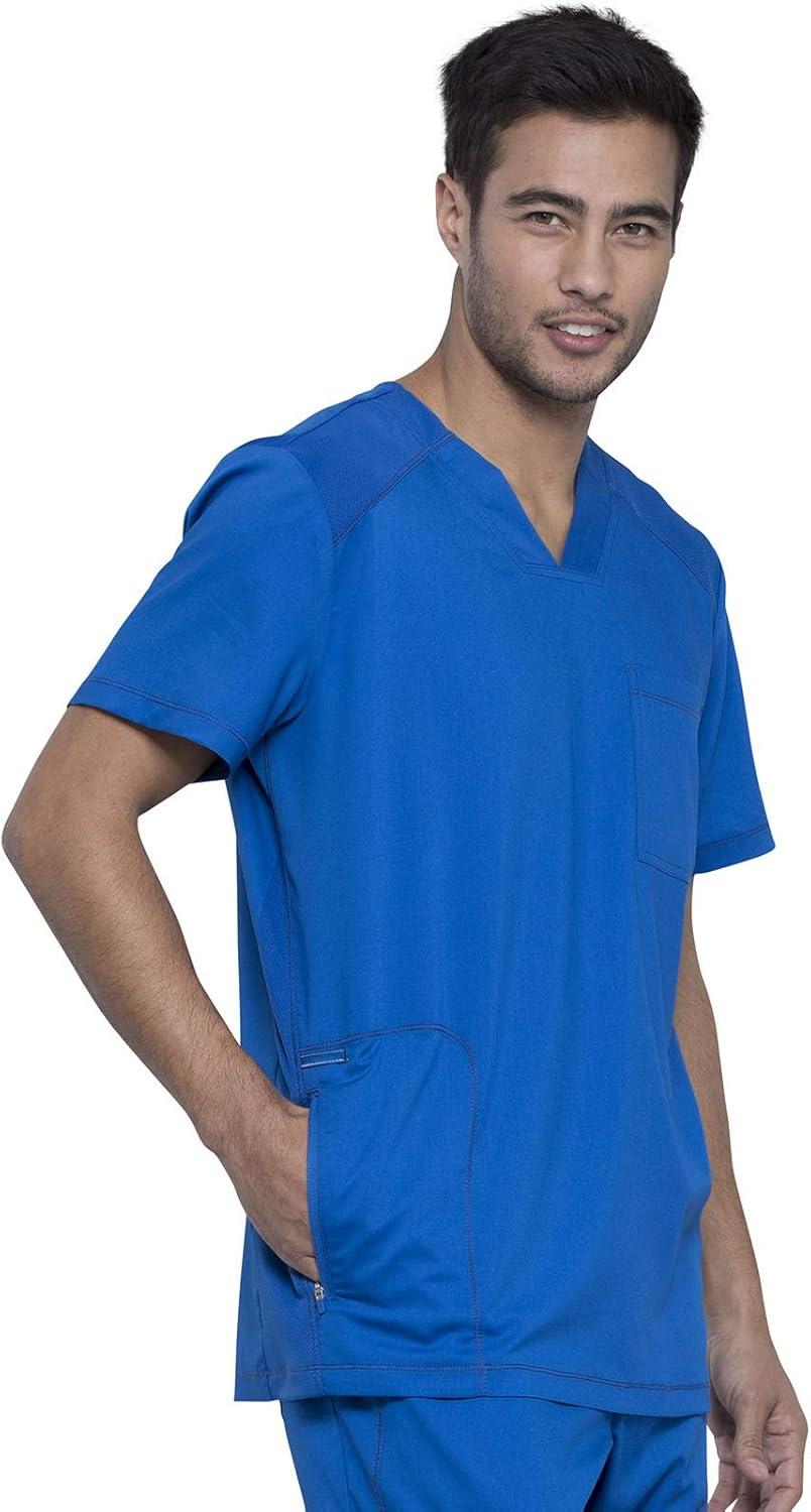 imageCherokee Mens Scrub Set VNeck Scrub Top Modern fit WW603 with Natural Rise Jogger Scrub Pants Drawstring Waistband WW012Royal