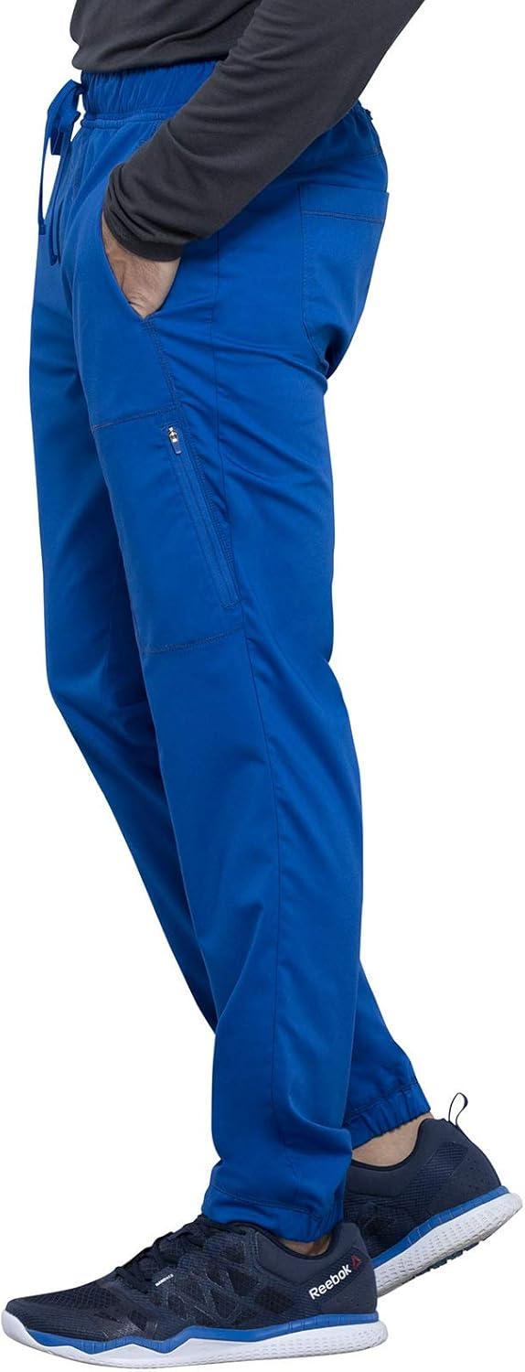 imageCherokee Mens Scrub Set VNeck Scrub Top Modern fit WW603 with Natural Rise Jogger Scrub Pants Drawstring Waistband WW012Royal