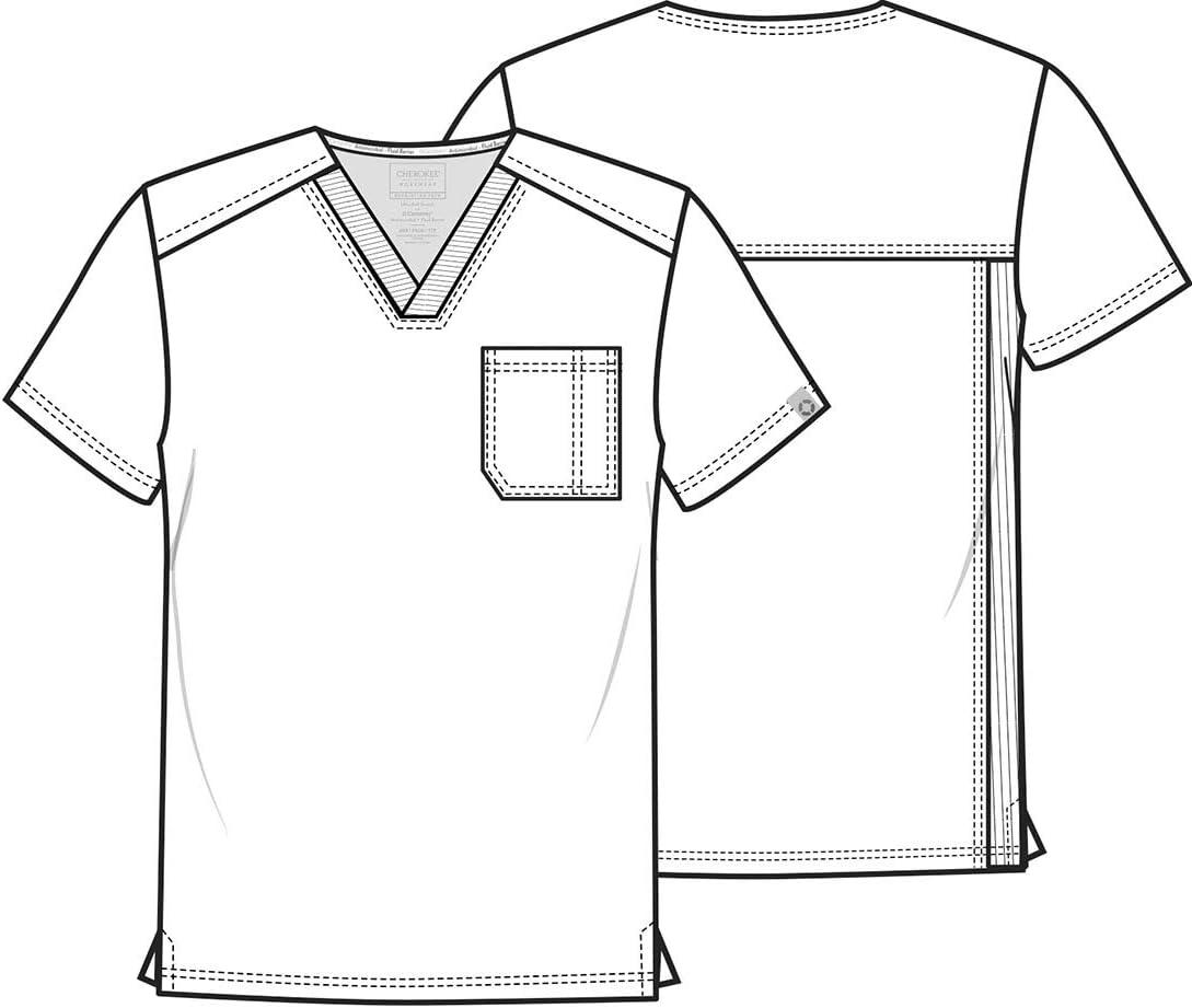 imageCherokee Mens Tuckable VNeck Scrub Top with Trio Blend Stretchable Fabric WW755ABWhite