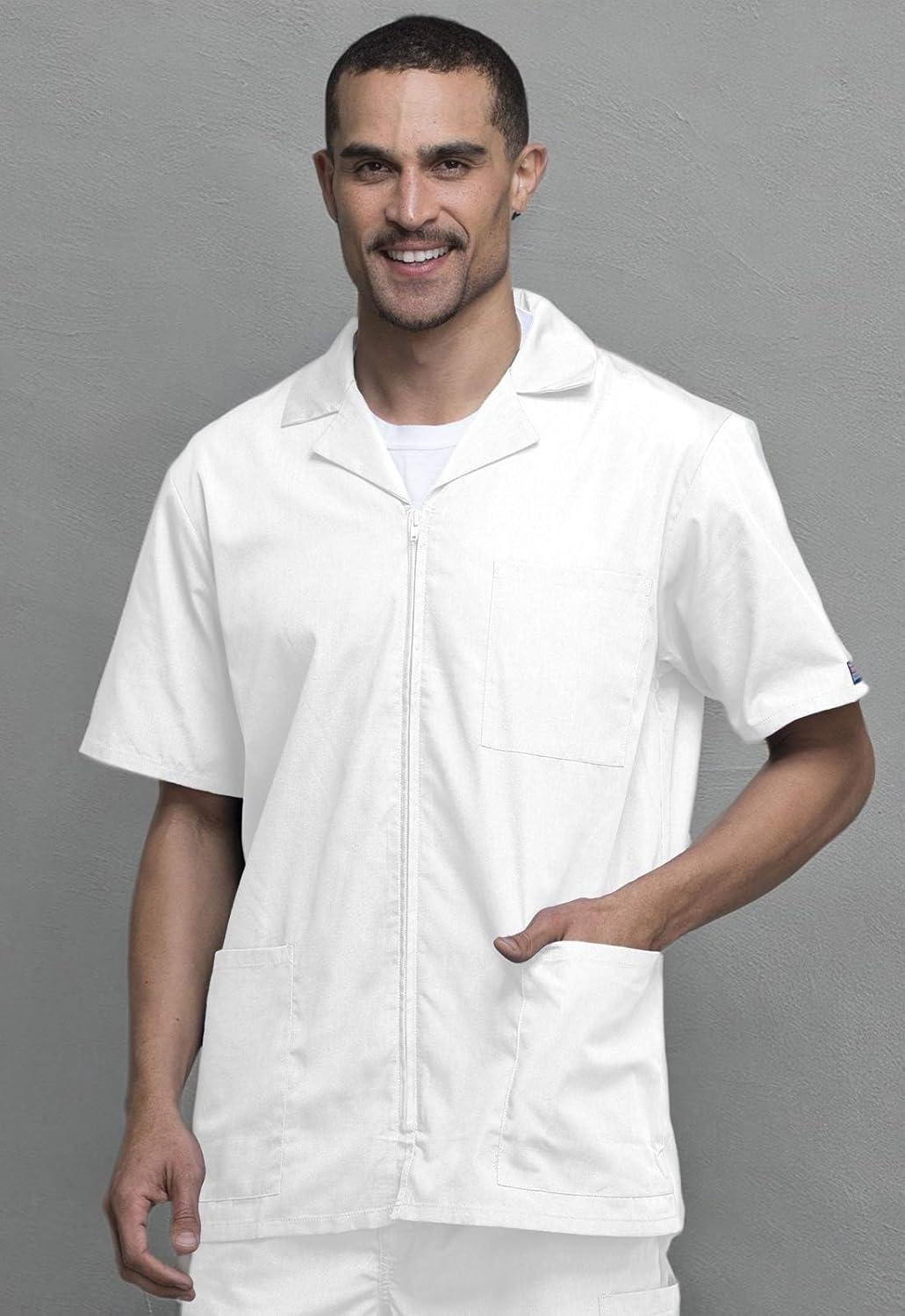 imageCherokee Mens Zip Up Jacket Traditional Fit Lapel Collar with Half Sleeves 4300White