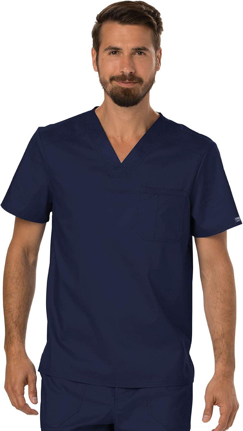 imageCherokee Premium Scrub Set for Men Modern Fit VNeck Top WW690 with Tapered Leg Button Closure amp Inside Drawstring Pant WW140Navy