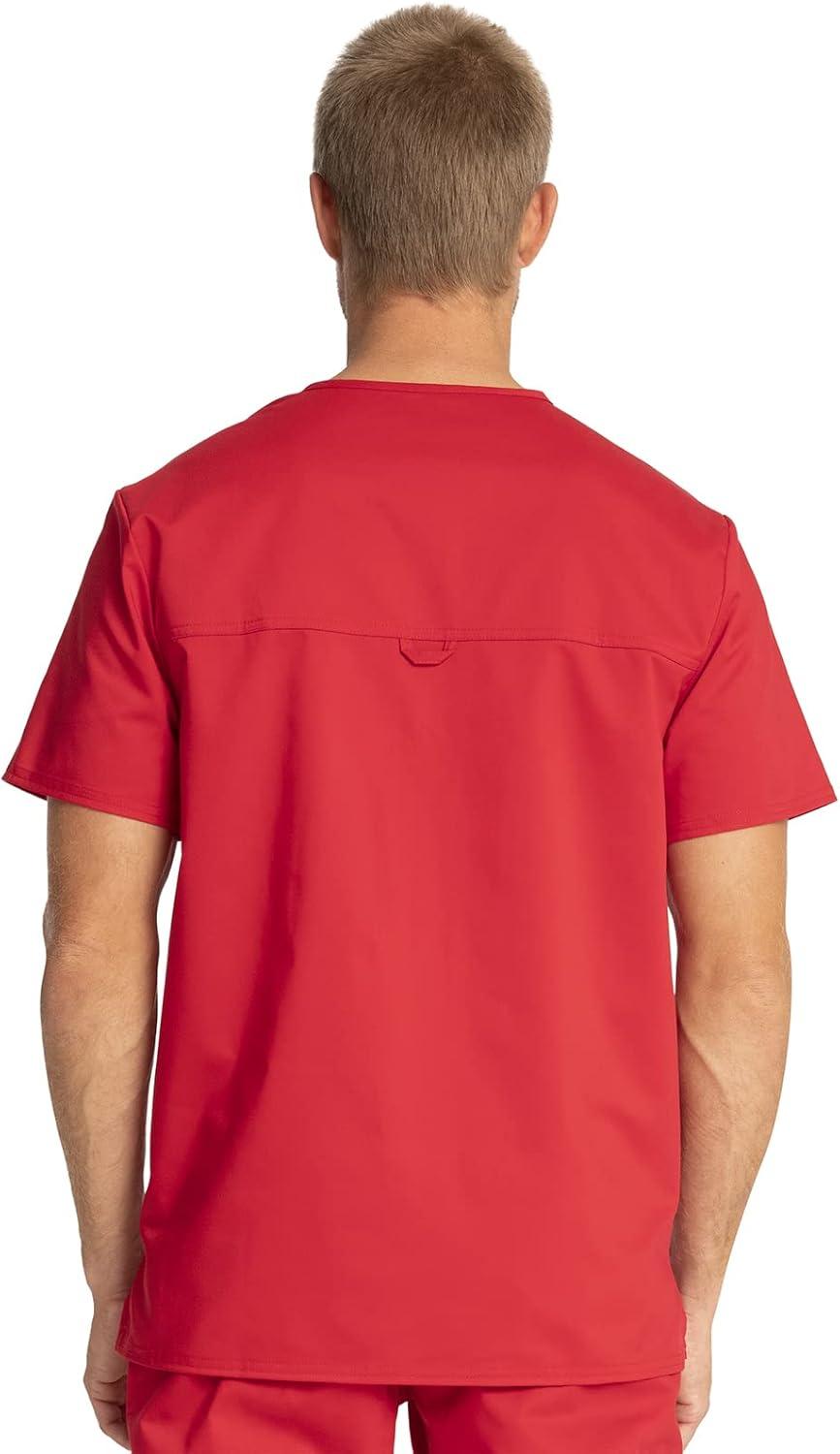 imageCherokee Premium Scrub Set for Men Modern Fit VNeck Top WW690 with Tapered Leg Button Closure amp Inside Drawstring Pant WW140Red