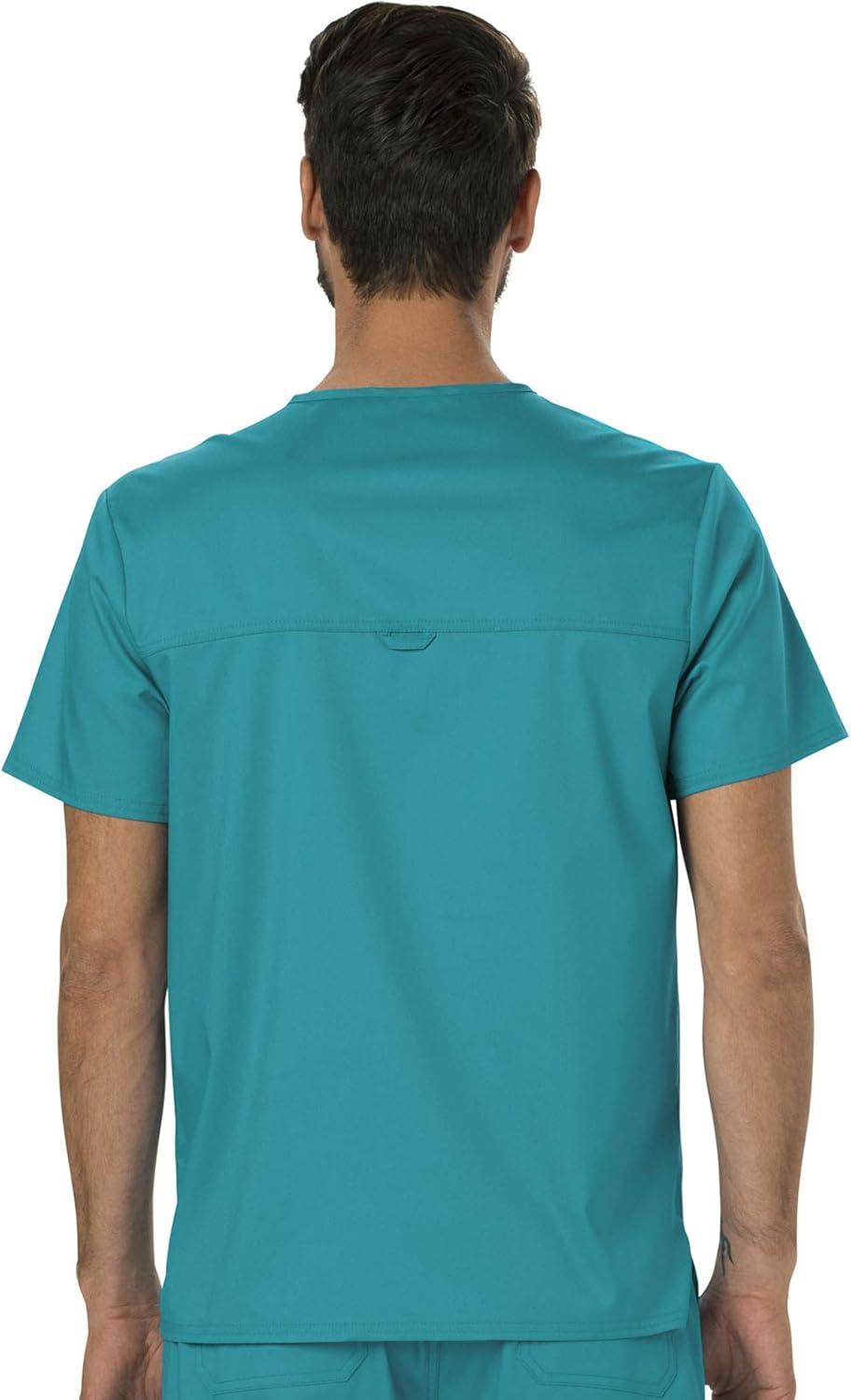 imageCherokee Premium Scrub Set for Men Modern Fit VNeck Top WW690 with Tapered Leg Button Closure amp Inside Drawstring Pant WW140Teal Blue